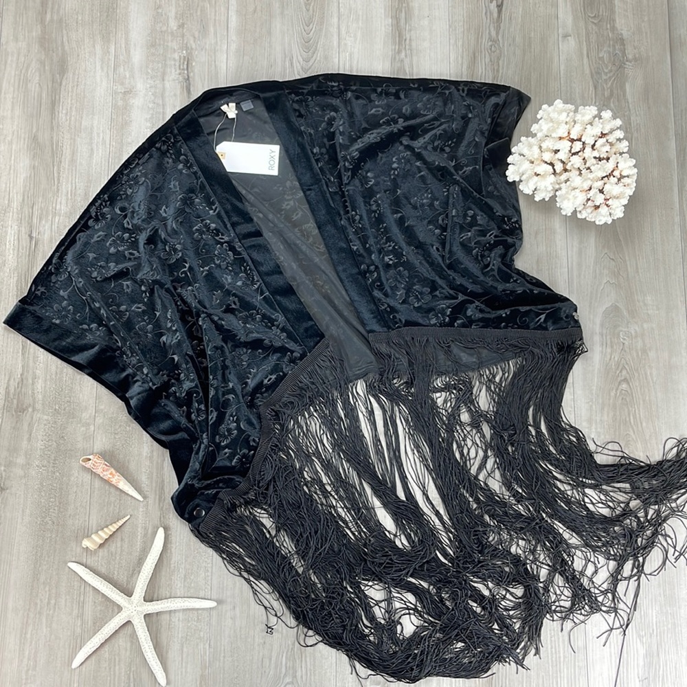 🔆ROXY🔆 WINGS OF RAVEN DRESS FRINGE TOP - Picture 2 of 14